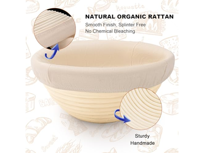 Cestas de Ratán Natural para Panificación Seguridad Alimentaria Cesta de Prueba Ovalada
