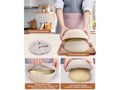 Cestas de Fermentación para Masa Madre Cesta de Pan de Ratán con Cúpula para Fermentar la Masa